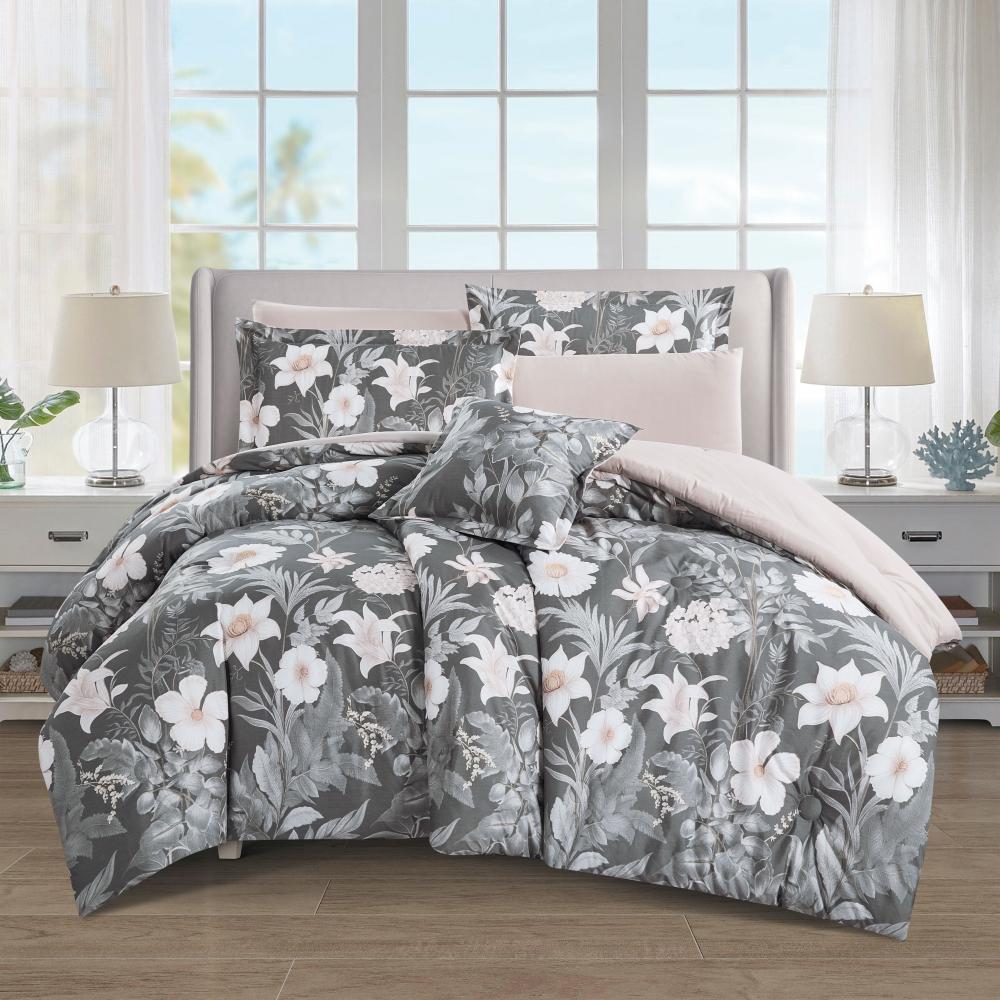 مفرش صيفي مقاس كوين وجهين ٧ قطع - ويلز - بيج غامق - بيج