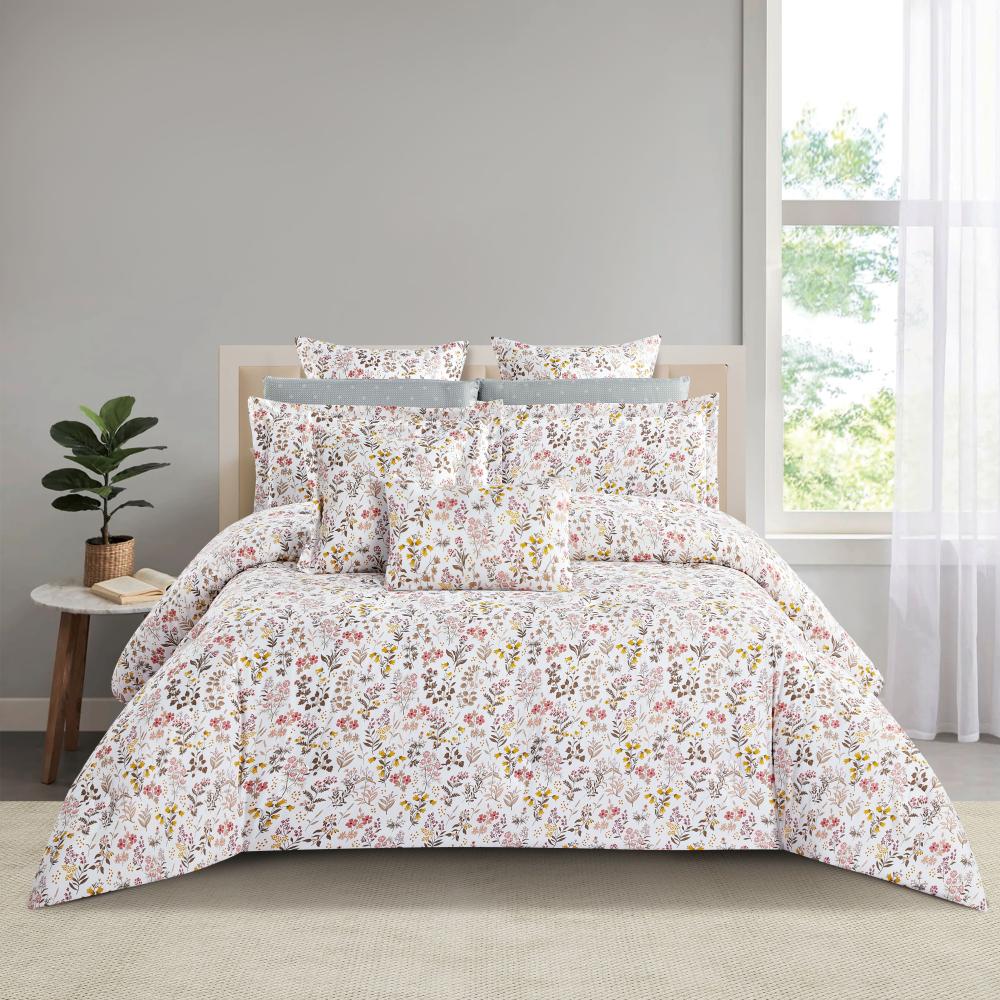 مفرش صيفي مفرد ونص 4 قطع - اديلين - سكري - رصاصي