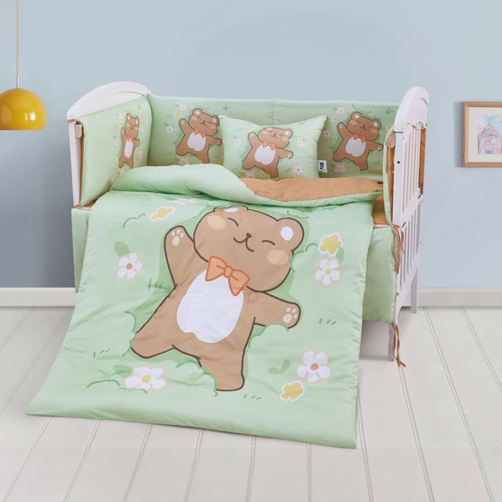 Crib Bedding set with bumpers-Fenecy- 7-piece-Green - مفارش ميلين