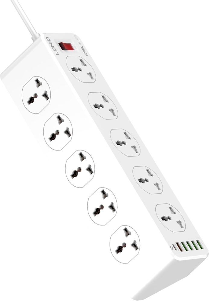 سلك تمديد الطاقة بطول 3 متر مع 5 منافذ USB