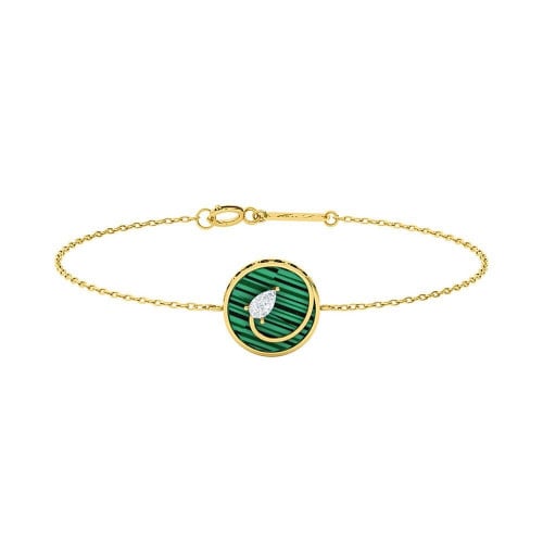 Style bracelet in 18 karat yellow gold and green mother of pearl