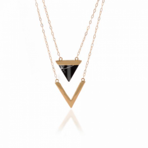 Gold and black stone necklace
