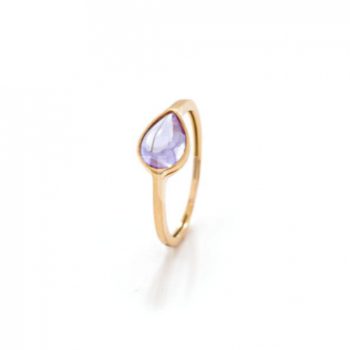 خاتم من الذهب الأصفر ع وحجر جمشت