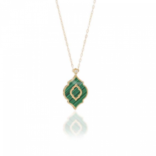 Gold necklace with green stone