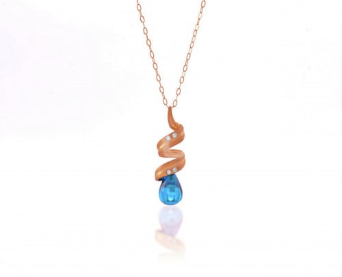 Gold choker with blue stone