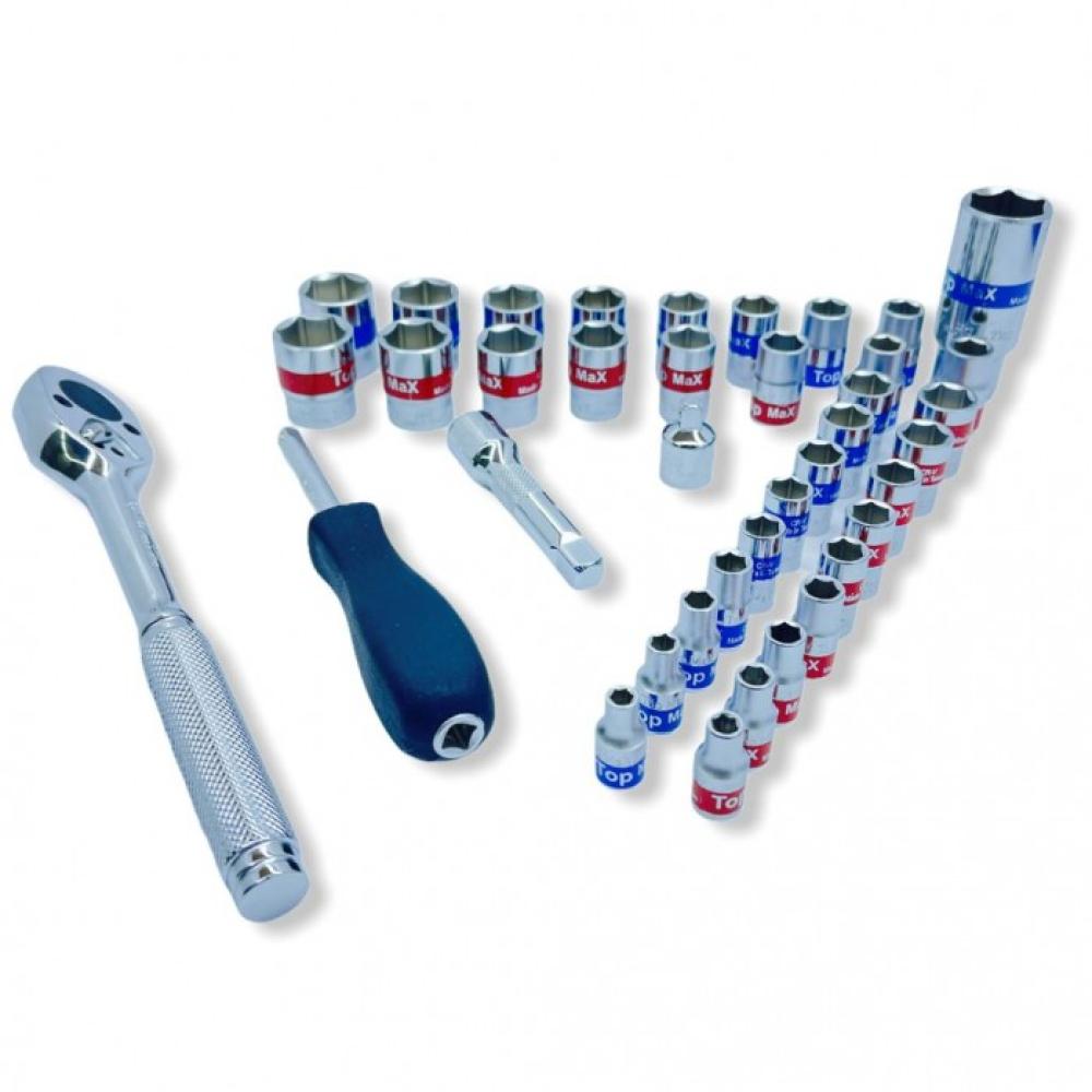 طقم حبوب 3/8" عدد 40 قطعة بالملي والبوصة- توب ماكس