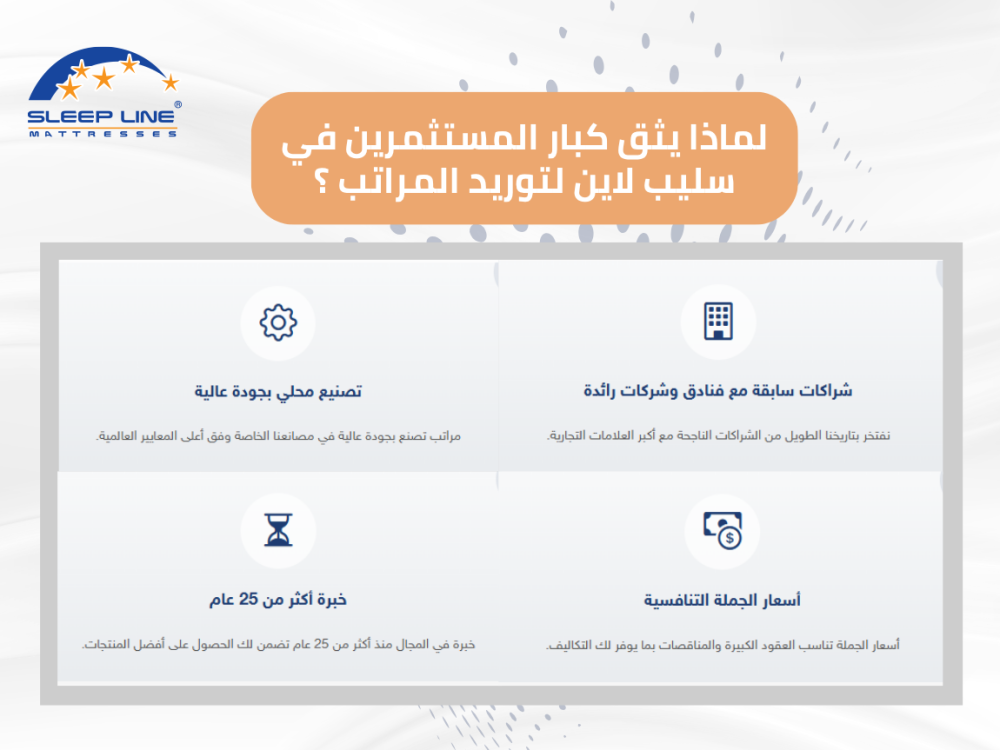 لماذا يثق كبار المستثمرين في سليب لاين لتوريد المراتب