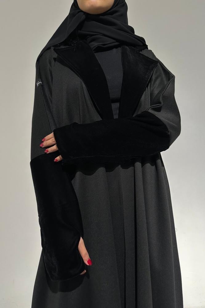 عباية جوخ مع مخمل كوري- متجر ريتان