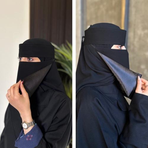 نقاب مبطن حرير قصير نقاب مبطن حرير وسط