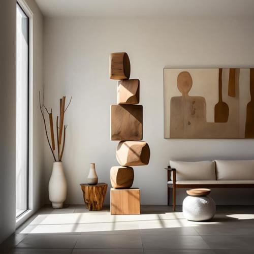 منحوتة فنية إبداعية بتصميم هندسي مستوحى من الأعمدة