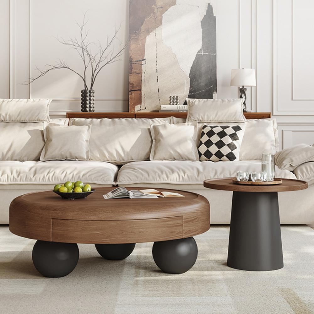 طقم طاولات من خشب الجوز الأبيض – طراز فرنسي فاخر