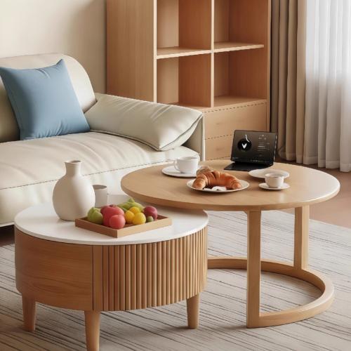 طقم طاولات قهوة مستديرة – تصميم جاباندي عصري