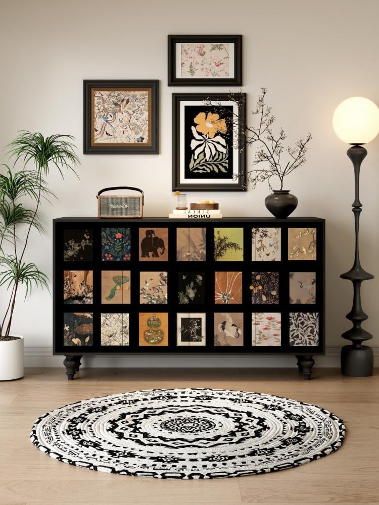 خزانة مدخل من الخشب الصلب بأربع أبواب