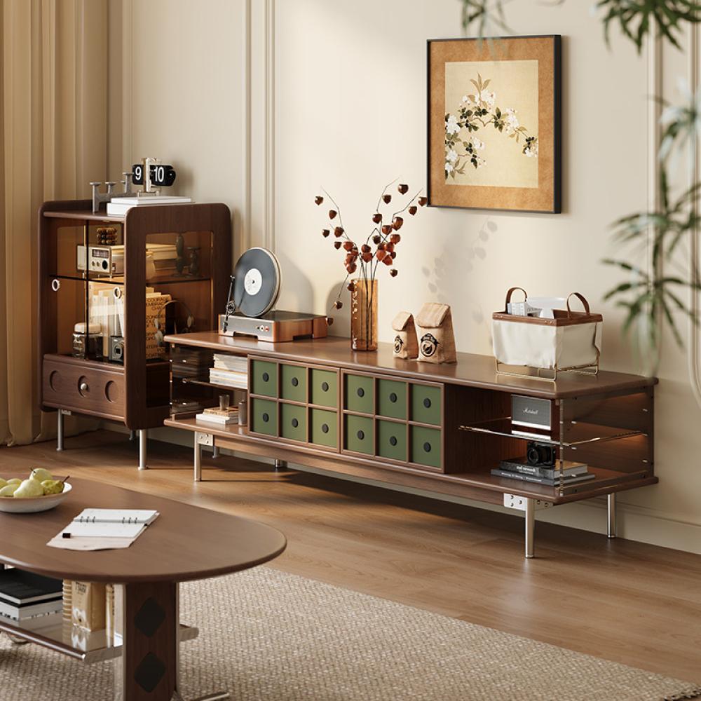 حامل تلفزيون خشب الجوز