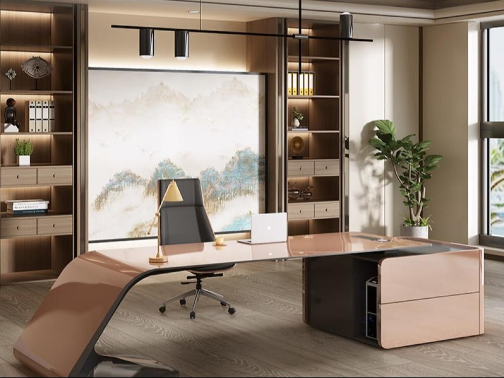 مكتب رئيس فاخر – تصميم بسيط وحديث مع تقنيات مدمجة