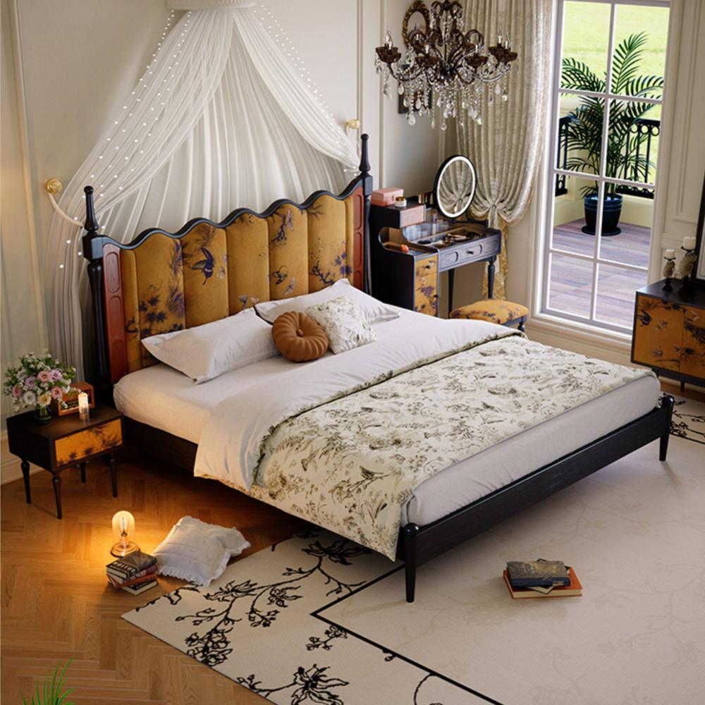 طقم غرفة نوم متكامل – أناقة فرنسية كلاسيكية بلمسة عصرية