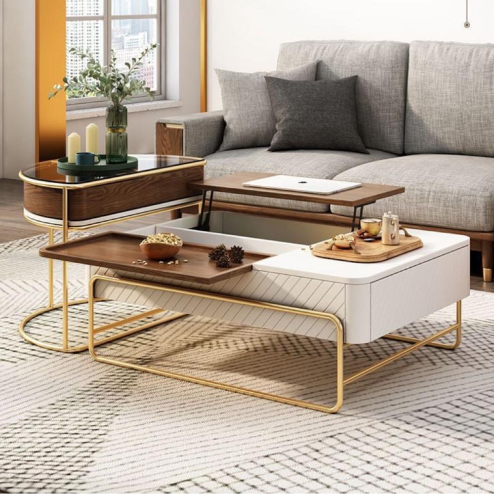 طاولة قهوة عصرية متعددة الوظائف مع تخزين ذكي