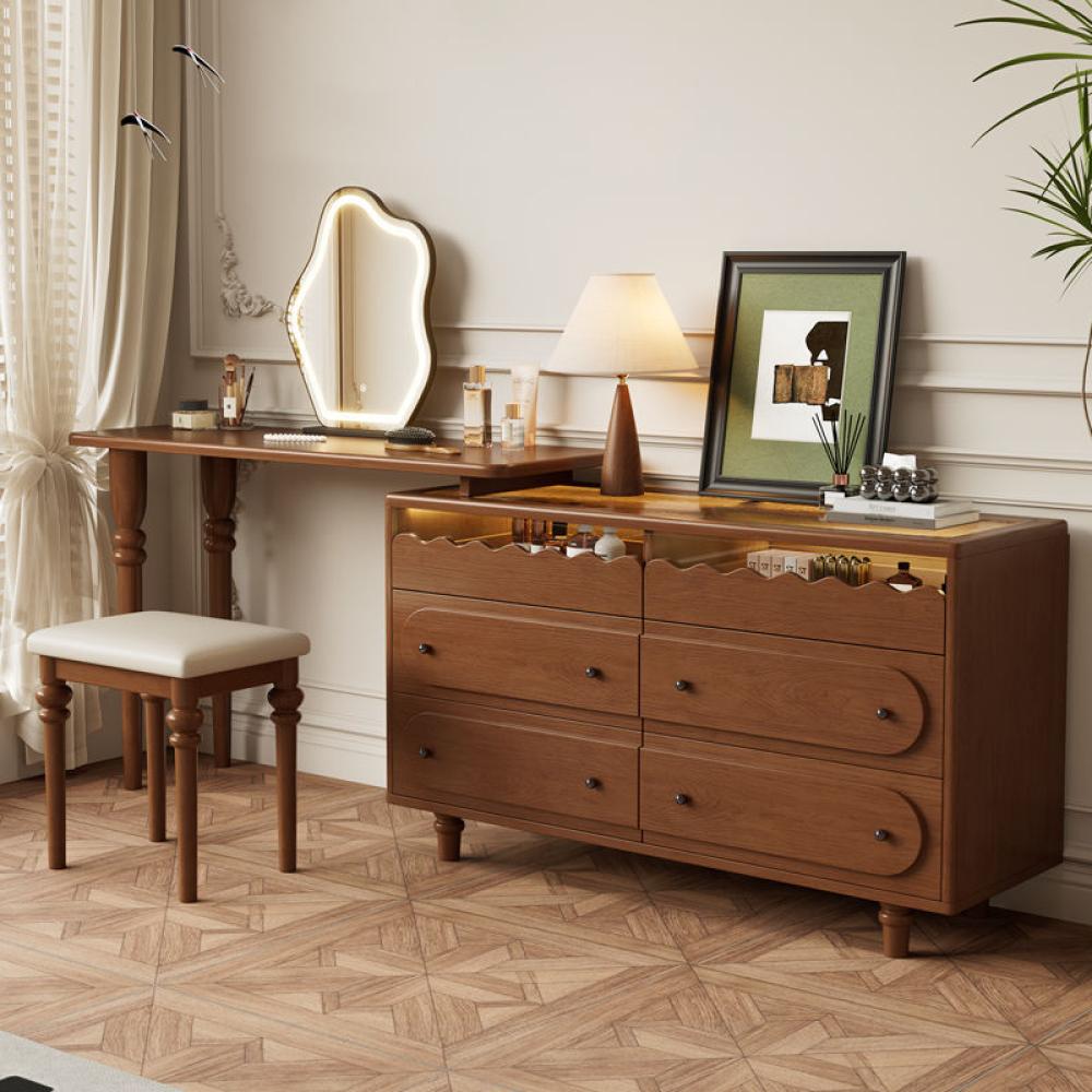 طاولة تزيين فرنسية كلاسيكية بلون الجوز – فخامة تجمع بين العراقة والعصرية