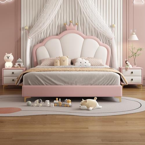 سرير أطفال فاخر بتصميم تاج الاميرة الزهري