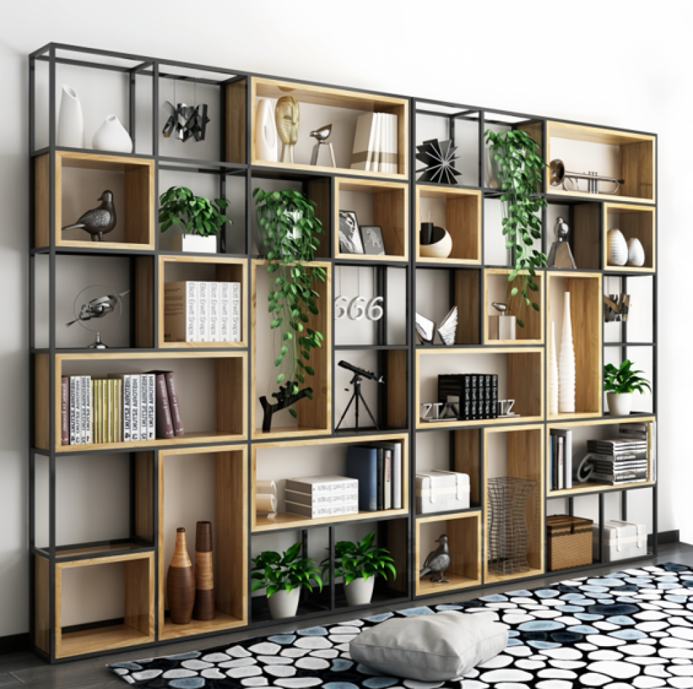 وحدة تخزين وفاصل ديكوري بطابع أمريكي أنيق