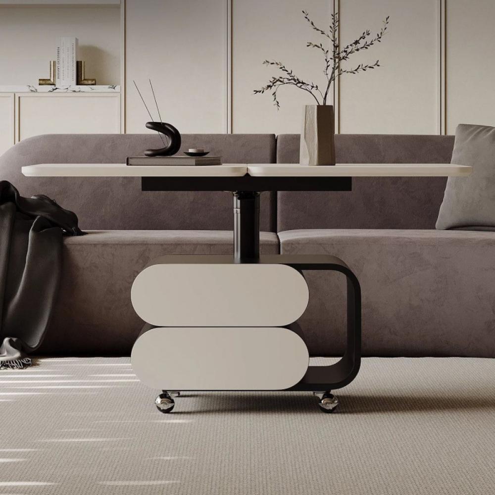 طاولة قهوة عصرية قابلة للتعديل – تصميم إيطالي كريمي