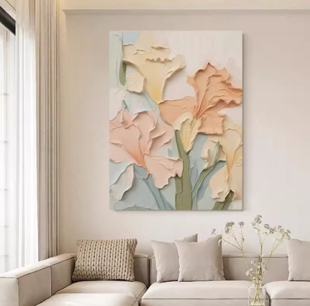 لوحة القمر الكامل مع زهور نقيّة