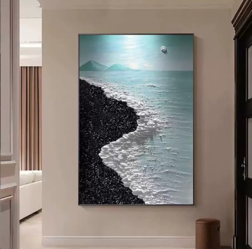 لوحة أمواج تجريدية ثلاثية الأبعاد