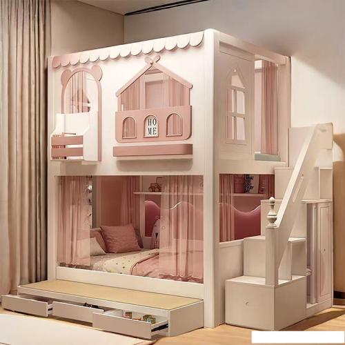 سرير بطابقين للبنات بتصميم قلعة الأميرة