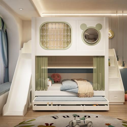 سرير أطفال بطابقين بتصميم كبسولة فضائية