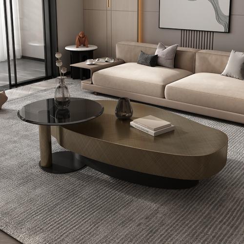 طقم طاولة قهوة بيضاوية بتصميم إيطالي