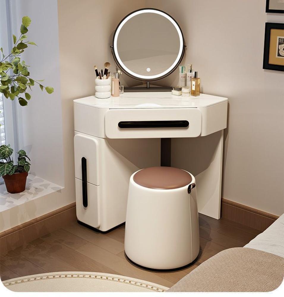 طاولة تزيين زاوية مثلثة بلون كريمي