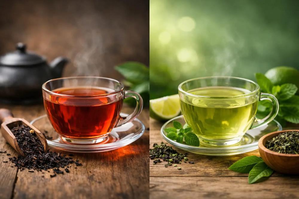 فرق الشاي الأحمر والشاي الأخضر ببساطة