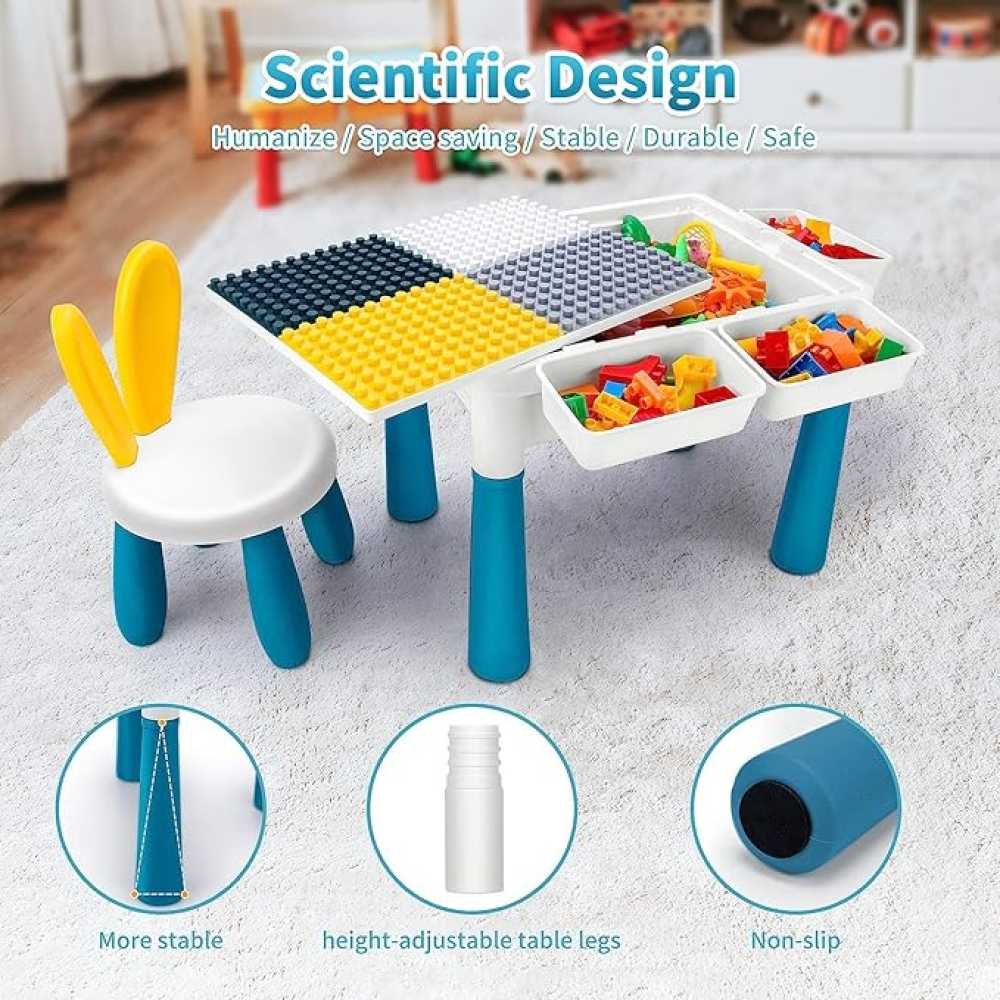 طاولة الأنشطة المتكاملة للأطفال 5 في 1 (مكعبات، لعب، ماء، ورمل)