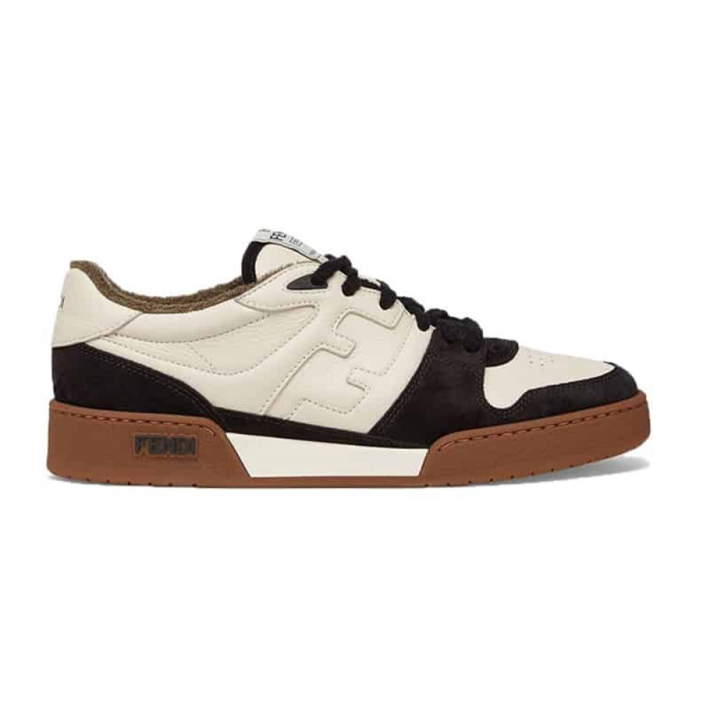 Fendi Match Leather Sneaker in White