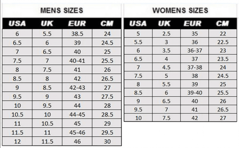 Dior sneakers 2025 size chart