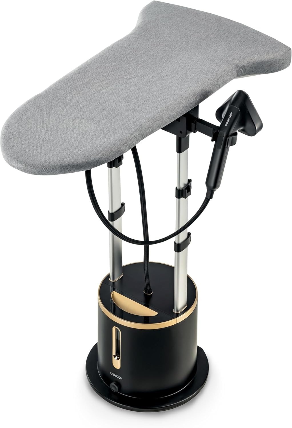 Kenwood Garment Steamer 2200W, 2L Tank with Ironing Board, Digital Control, Model GSP80.400, Matte Black with Gold Accents