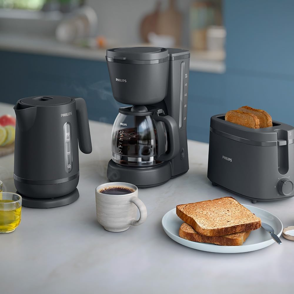 فيليبس محضرة قهوة سعة 1.2 لتر 1000 واط باللون الأسود إبريق زجاجي