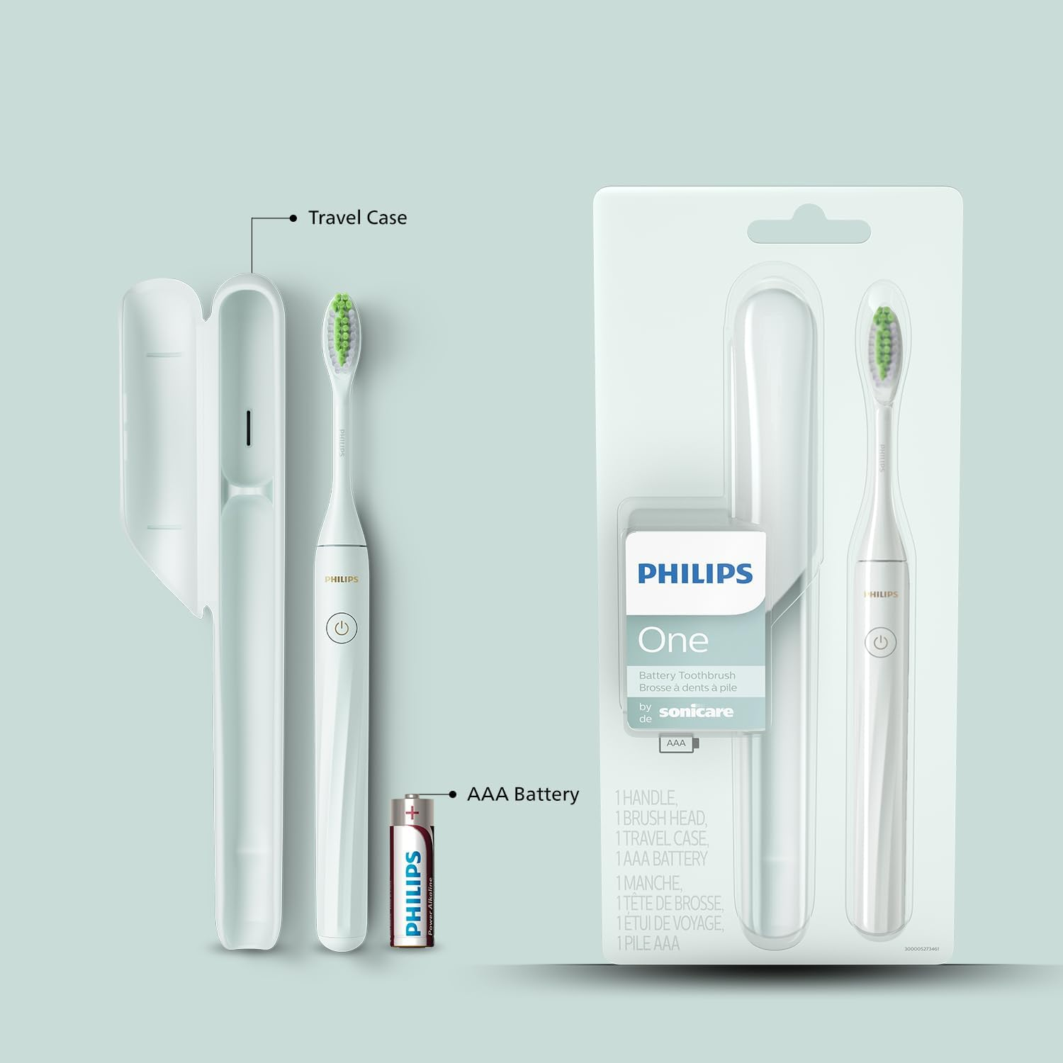 فيليبس فرشاة اسنان تعمل بالبطارية مع حافظة باي سوني كير تصميم رفيع وخفيف الوزن