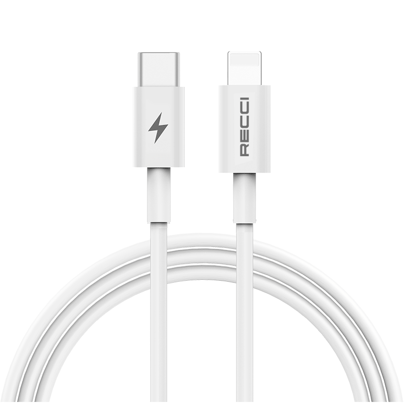 ريسي كيبل شحن Type-C الى Lightining يوفرشحن سريع وامن بطول ١٠٠ سم ويعمل بقوة ٢٠ واط