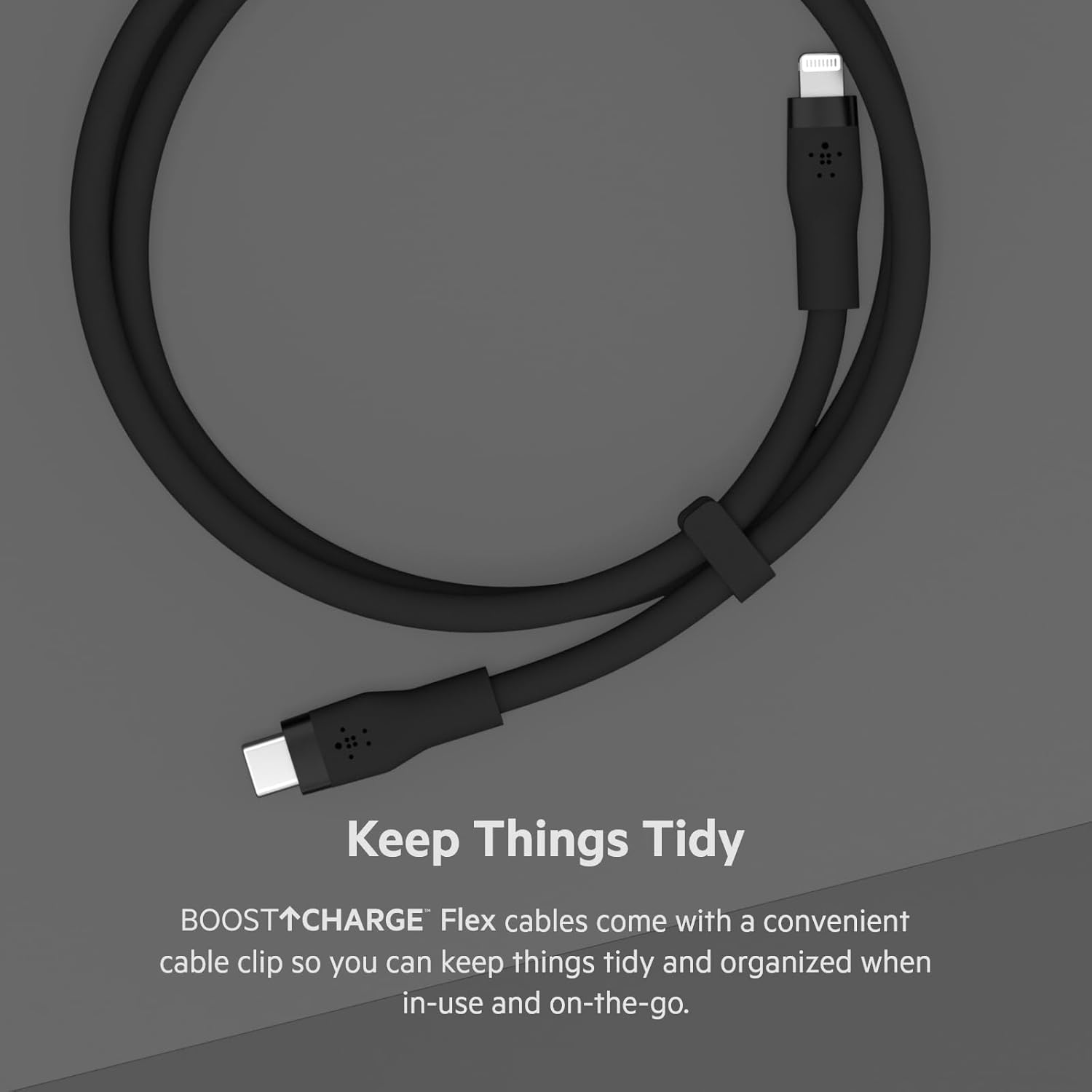 بلكن كيبل لايتنيج بوست تشارج فليكس USB من النوع C من السيليكون (1 متر ) اسود