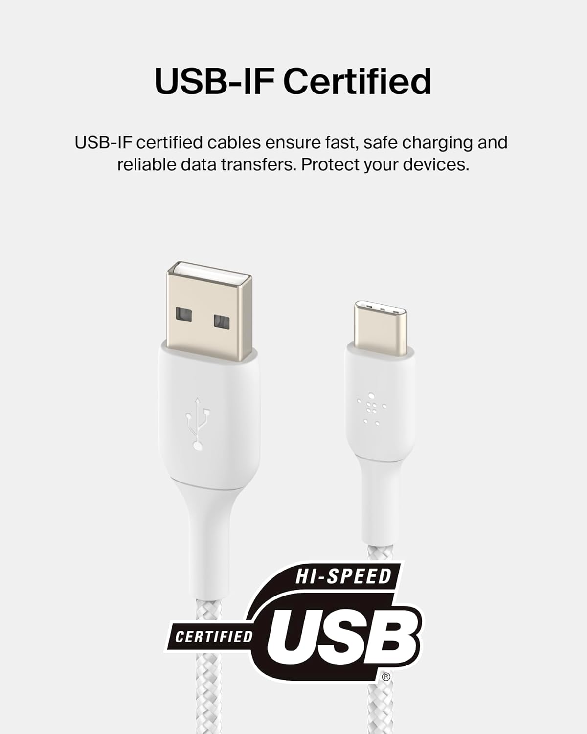 بلكن كيبل بوست تشارج USB-C إلى USB-A بطول 1 متر - أبيض