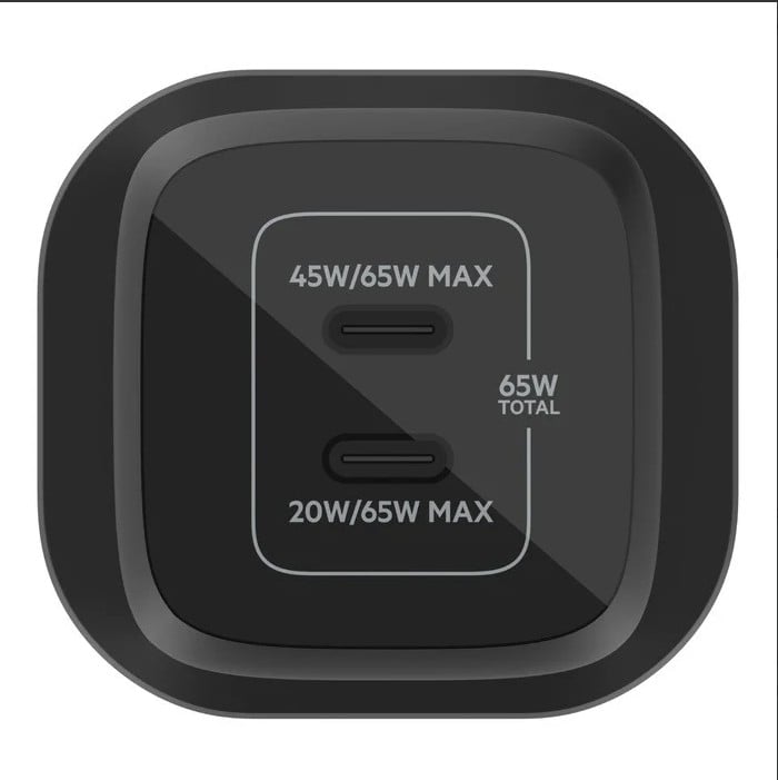 شاحن جداري بيلكن بقوة 65 واط بمنفذين تايب سي