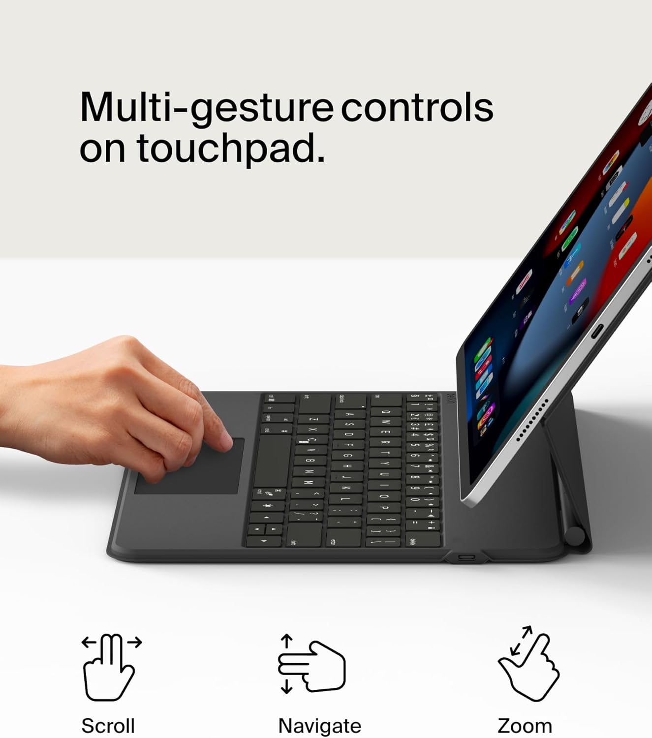 بلكن - لوحة مفاتيح iPad متوافقة مع iPad Pro مقاس 12.9 إنش - لوحة مفاتيح عربية وإنجليزية