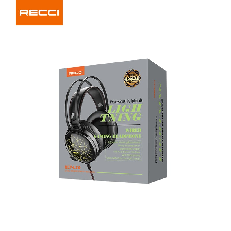 Recci Wired Headphones with 2.4m Cable – Stylish Design with Soft