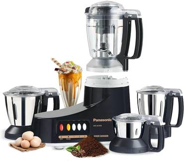 Panasonic 5-Piece Electric Mixer Grinder Set 1000 W Black Silver Clear