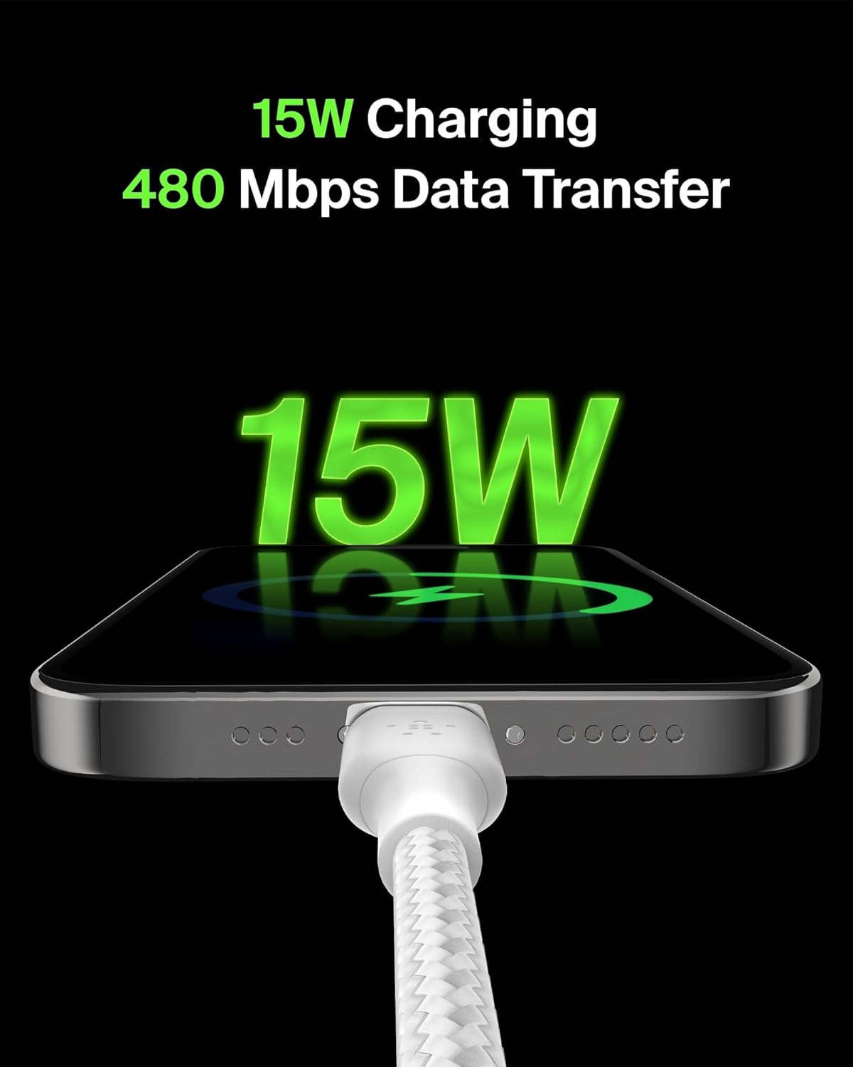 بلكن كيبل بوست تشارج USB-C إلى USB-A بطول 1 متر - أبيض