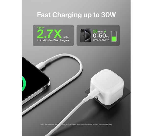 Belkin - 30W USB-C CUBE Wall Charger with 1m c-c cable