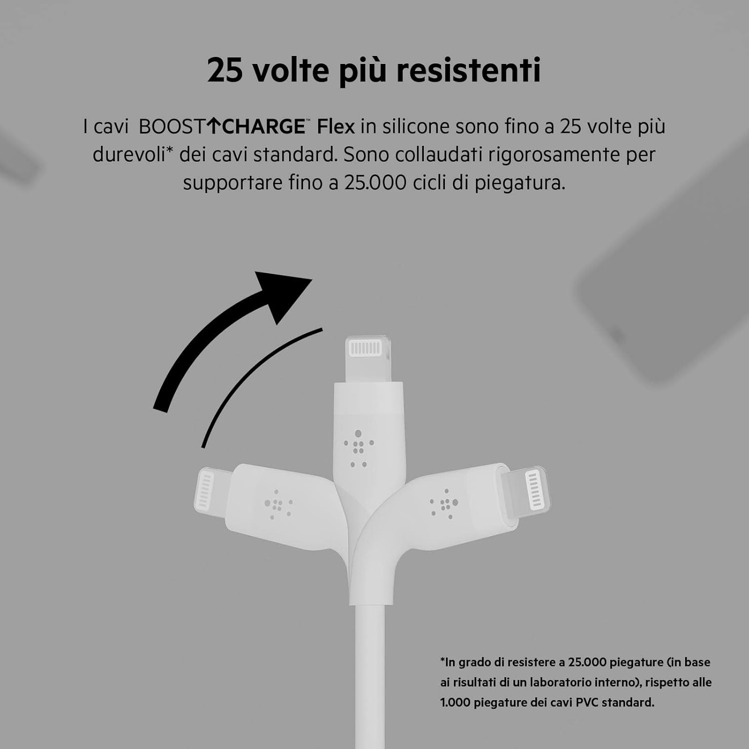 Belkin BoostCharge Flex Silicone USB Type C to Lightning Cable-3M