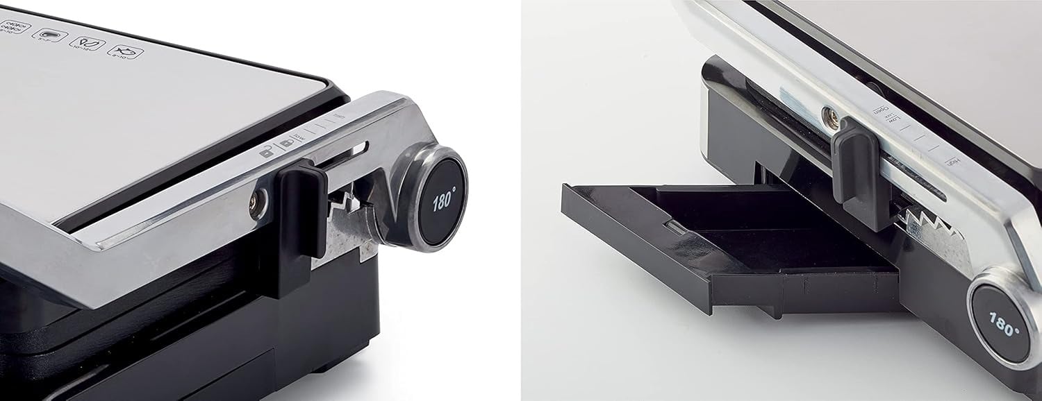 Kenwood Healthy Grill 2000W – Adjustable Temperature, Multiple Grill Modes, 180° Open Grill, Oven Grill, Timer, Model HGM80.000SS, Silver