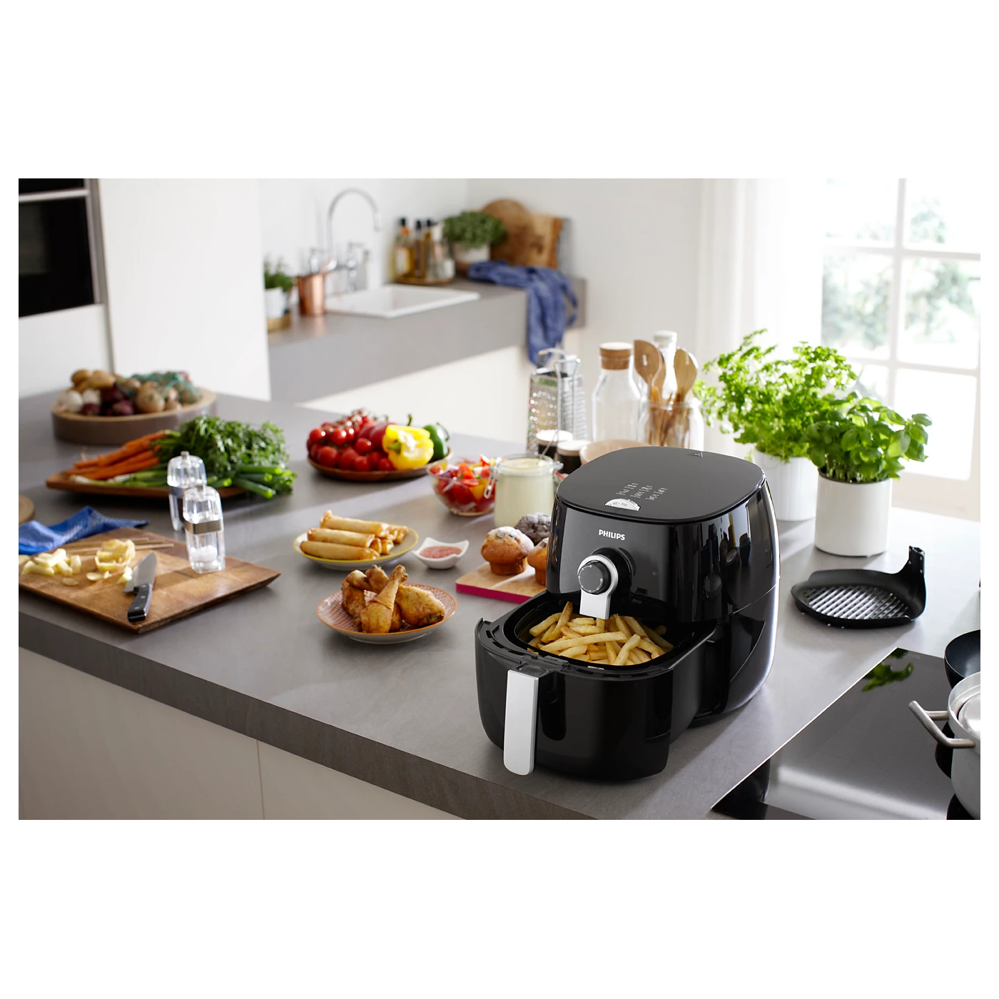 فيليبس مقلاة تعمل بالهواء من مجموعة فيفا اسود 4.1 لتر 1425واط